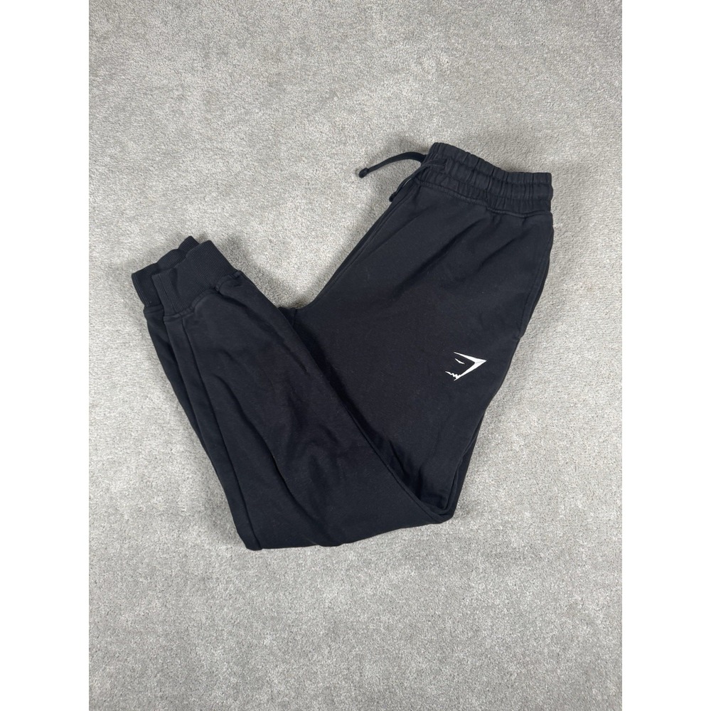 Gymshark Joggers Mens Small Black Sweatpants Drawstring Gym Workout Logo